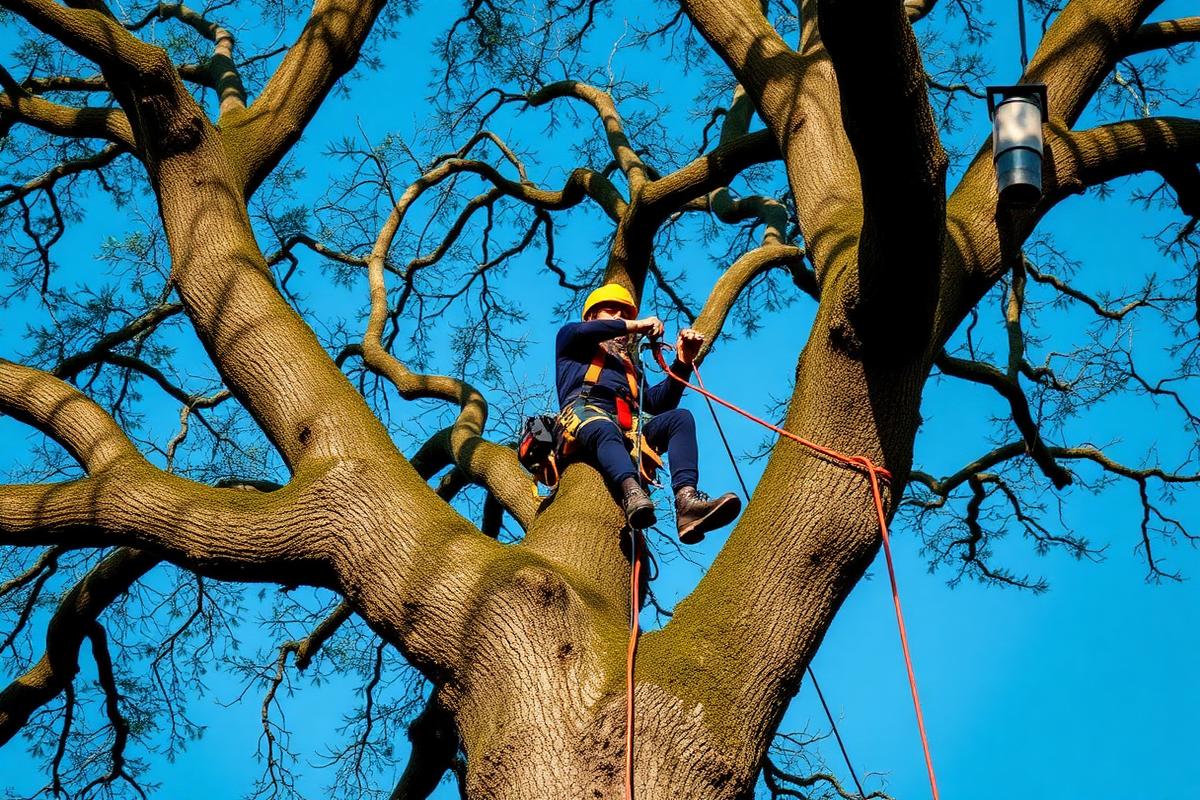 Élagage d'un grand arbre